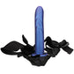 Textured Curved 8 Inch Hollow Strap-On in Metallic Blue