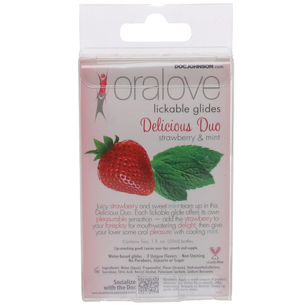 Oralove Delicious Duo Lickable Lubes in Strawberry & Mint PinkCherry Oralove Delicious Duo Lickable Lubes in Strawberry & Mint PinkCherry