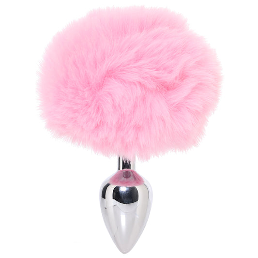 WhipSmart 3 Inch Fluffy Bunny Metal Plug in Pink