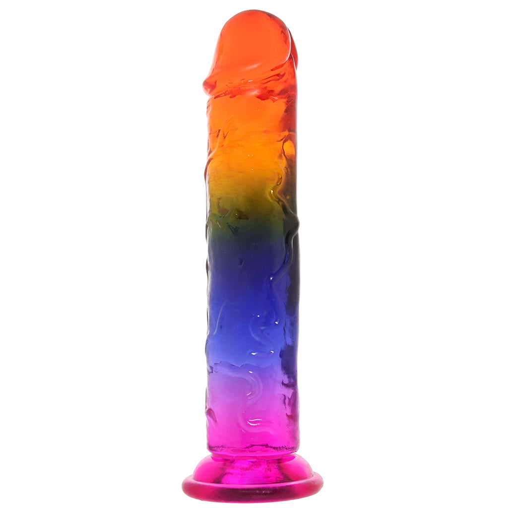 Crystal Jellies 7.5 Inch Classic Dildo in Rainbow  PinkCherry