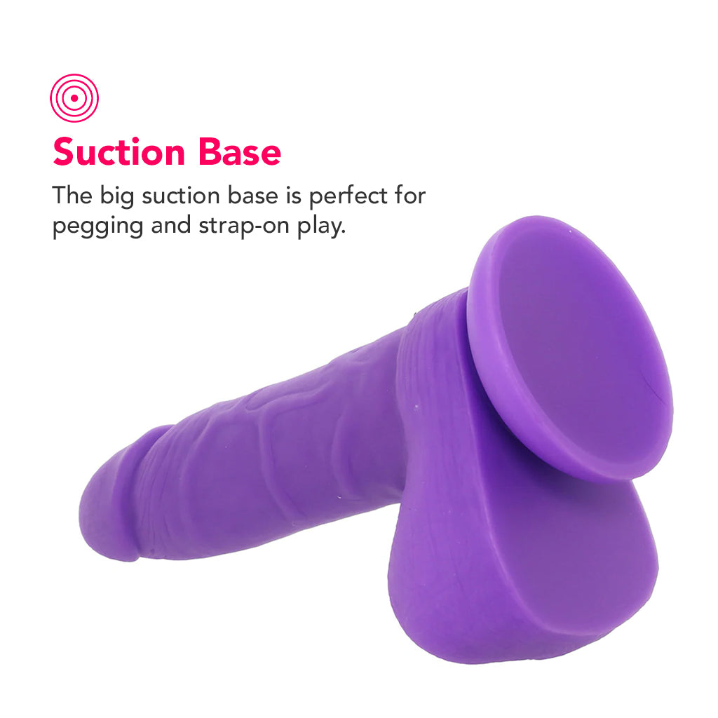 PinkCherry 7 Inch Purple Silicone Ballsy Dildo