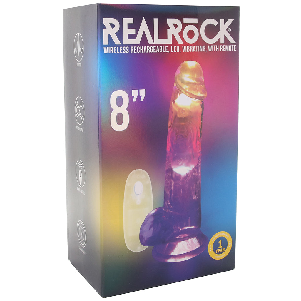RealRock 8 Inch Light Up Vibrating Ballsy Dildo PinkCherry RealRock 8 Inch Light Up Vibrating Ballsy Dildo PinkCherry