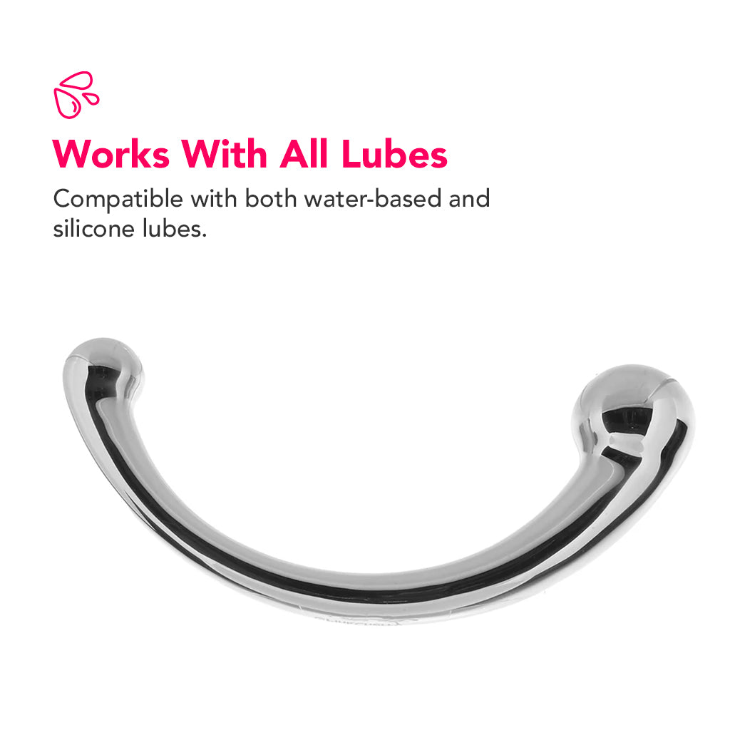 PinkCherry 8 Inch Stainless Steel Curved G-Spot Dildo