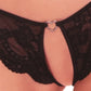 Pink Pussycat Black Lace Crotchless Panties
