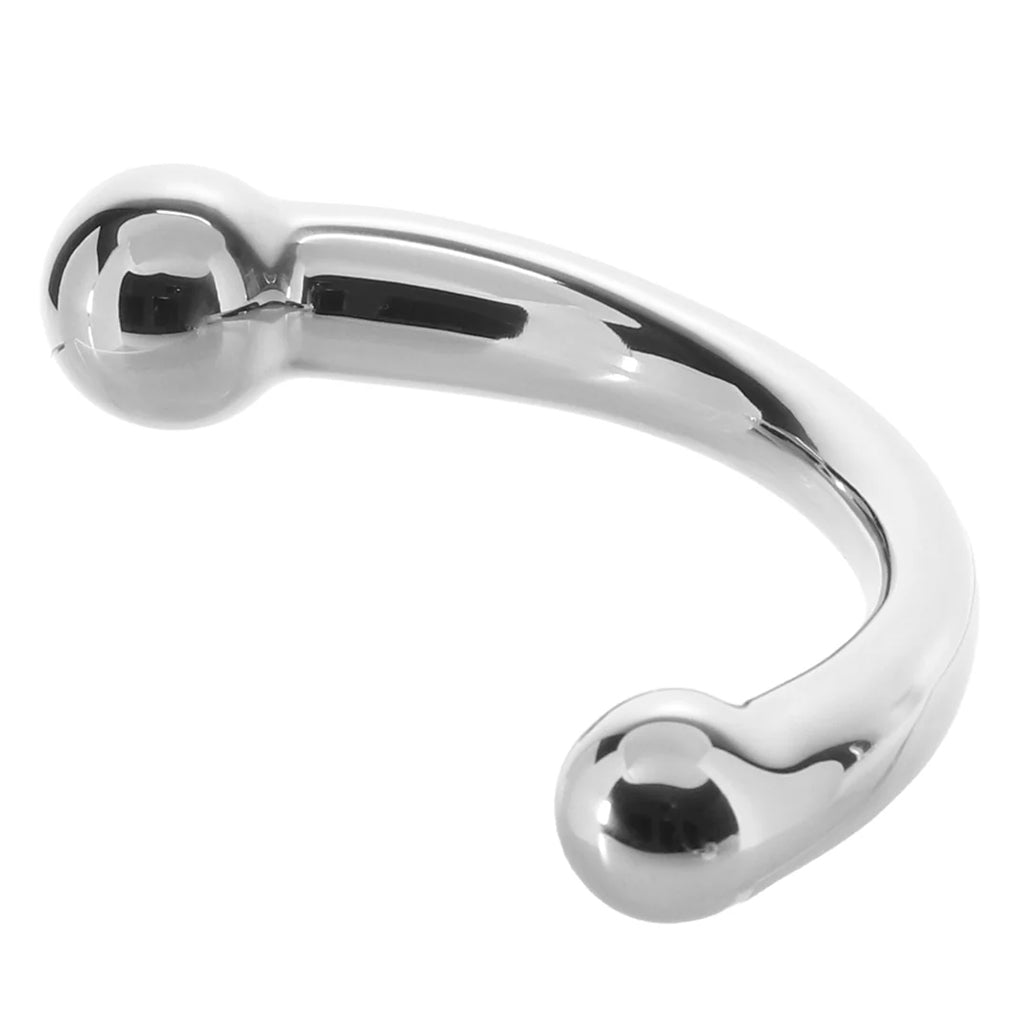 PinkCherry 8 Inch Stainless Steel Curved G-Spot Dildo