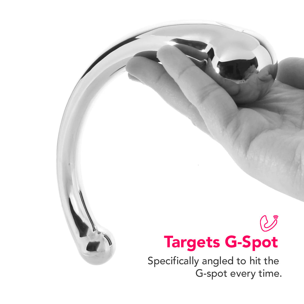 PinkCherry 8 Inch Stainless Steel Curved G-Spot Dildo
