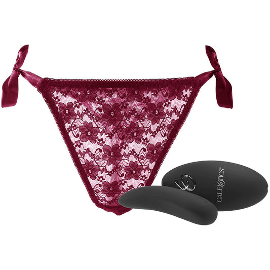 Remote Control Burgundy Lace Thong  & Vibe Set XL