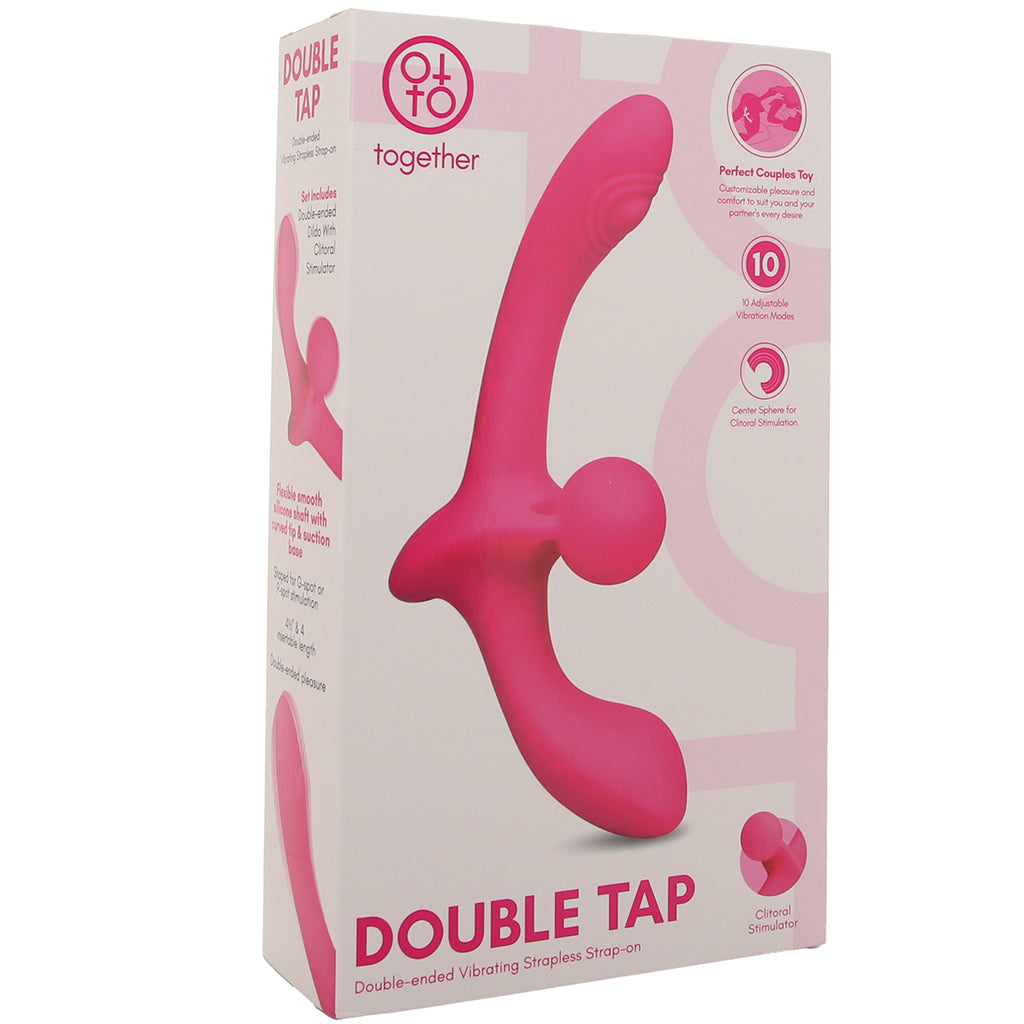 Together Double Tap Strapless Strap-On Vibe PinkCherry Together Double Tap Strapless Strap-On Vibe PinkCherry