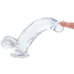 Crystal Jellies 8 Inch Curved Ballsy Dildo in Clear
