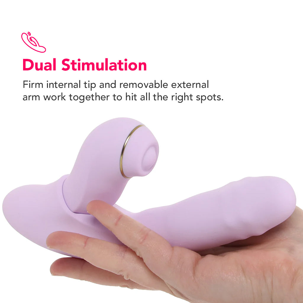 DuoGlow Thrusting Beaded Vibe with Pulsing Stimulator PinkCherry DuoGlow Thrusting Beaded Vibe with Pulsing Stimulator PinkCherry