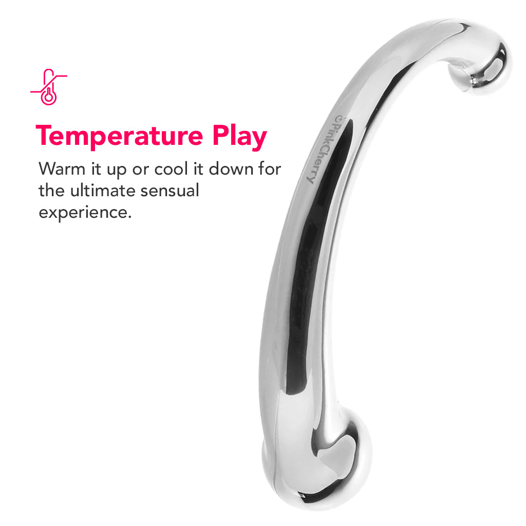 PinkCherry 8 Inch Stainless Steel Curved G-Spot Dildo