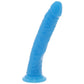 RealRock 8 Inch Glow-in-the-Dark Slim Dildo in Blue