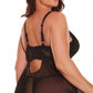 Pink Pussycat Black Babydoll & G-String in 1X/2X