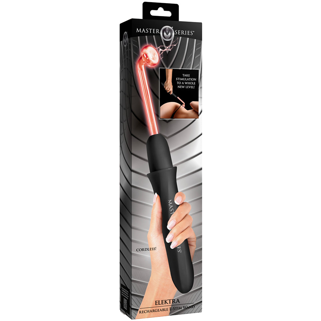 Master Series Elektra Rechargeable E-Stim Wand in Black PinkCherry Master Series Elektra Rechargeable E-Stim Wand in Black PinkCherry
