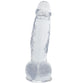 Crystal Jellies 7 Inch Curved Ballsy Dildo in Clear