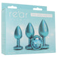 Rear Assets 3 Piece Metal Butt Plug Kit in Teal