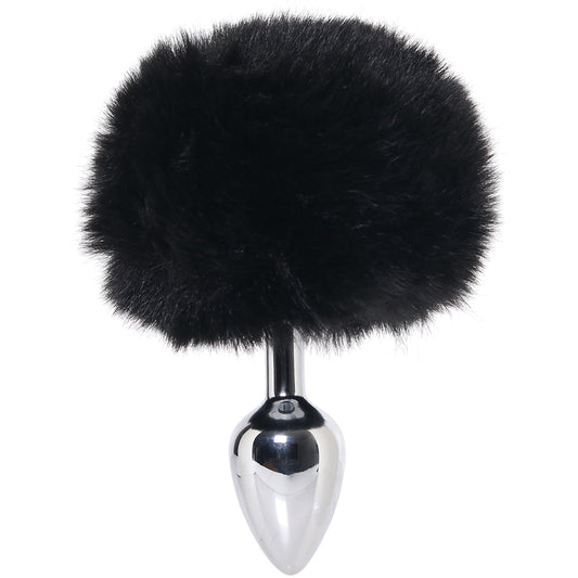 WhipSmart 3 Inch Fluffy Bunny Metal Plug in Black