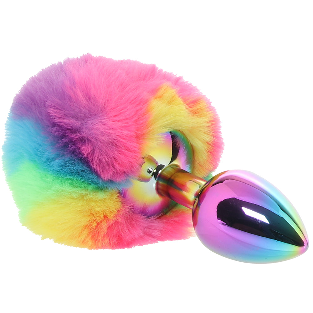Gemsations 3 Inch Bunny Tail Butt Plug in Rainbow PinkCherry Gemsations 3 Inch Bunny Tail Butt Plug in Rainbow PinkCherry