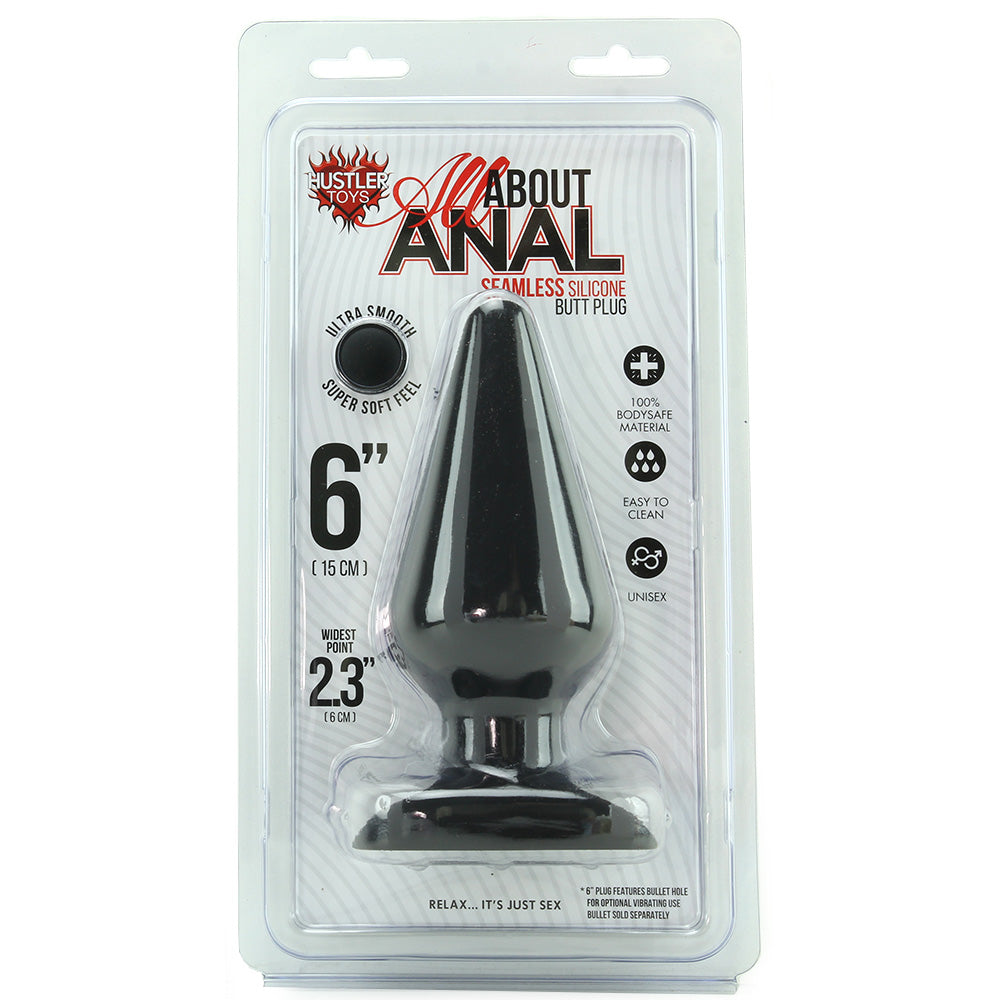 All About Anal Seamless Silicone 6 Inch Butt Plug in Black PinkCherry All About Anal Seamless Silicone 6 Inch Butt Plug in Black PinkCherry