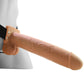 10 Inch Hollow Vibrating Strap-On with Remote in Tan