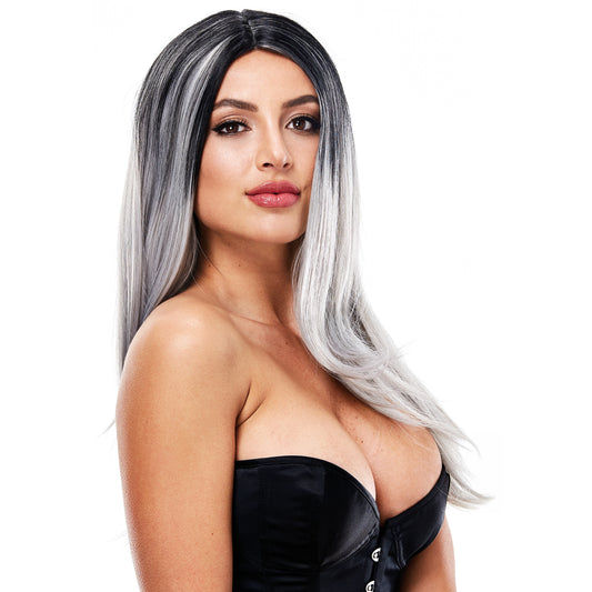 Hillary Straight Wig in Silver & Black