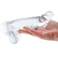 Crystal Jellies 8 Inch Curved Ballsy Dildo in Clear