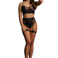 Le Désir 2pc Black Bra Set With Garters in OS