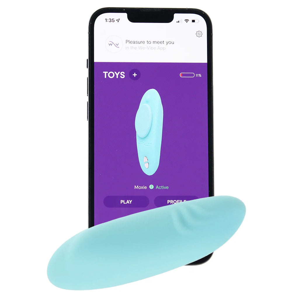 We-Vibe Moxie+ Wearable Clitoral Vibe in Aqua PinkCherry We-Vibe Moxie+ Wearable Clitoral Vibe in Aqua PinkCherry