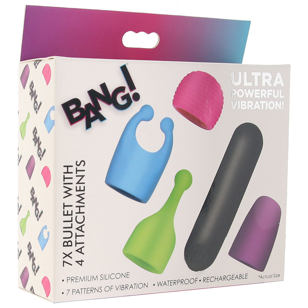 Bang! Rechargeable Bullet and Attachment Set PinkCherry Bang! Rechargeable Bullet and Attachment Set PinkCherry