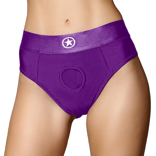 Ouch! Vibrating Purple Strap-on Strappy Thong /S