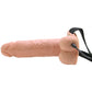 7 Inch Hollow Vibrating Strap-On with Balls in Vanilla