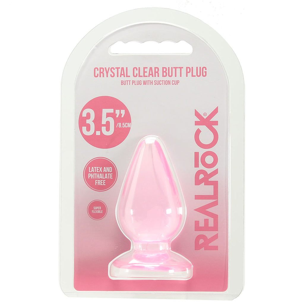 RealRock Crystal Clear Jelly 3.5 Inch Butt Plug in Pink PinkCherry RealRock Crystal Clear Jelly 3.5 Inch Butt Plug in Pink PinkCherry