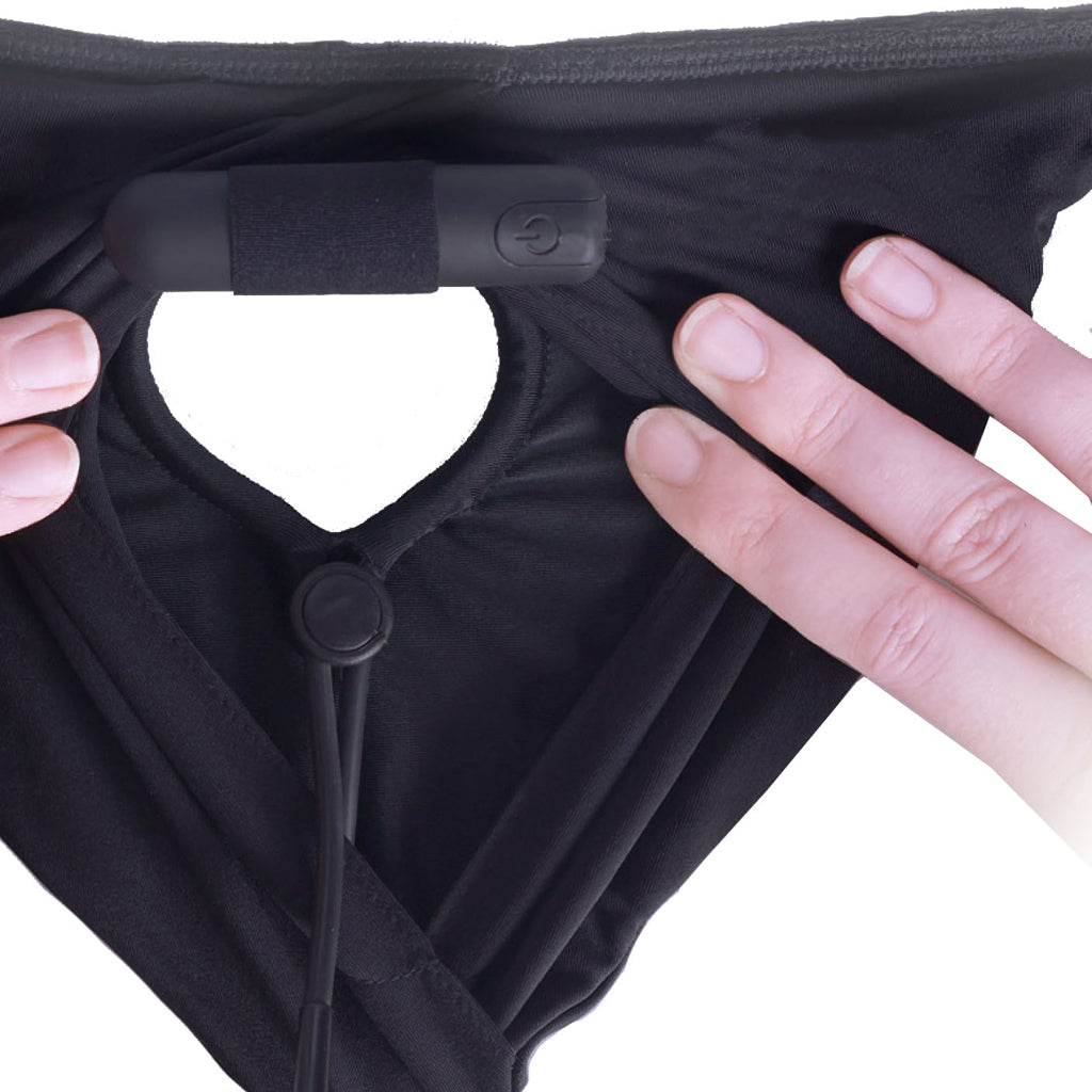 Ouch! Black Vibrating Strap-on Boxer /S PinkCherry Ouch! Black Vibrating Strap-on Boxer /S PinkCherry