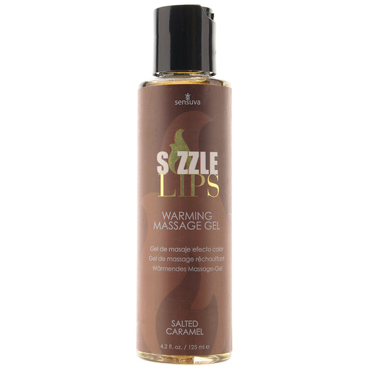 Sizzle Lips Edible Massage Gel 4.2oz/125ml in Salted Carame