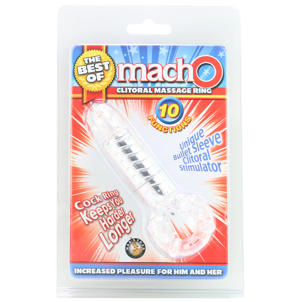 MachO Clitoral Massage Vibrating Cock Ring in Clear PinkCherry MachO Clitoral Massage Vibrating Cock Ring in Clear PinkCherry
