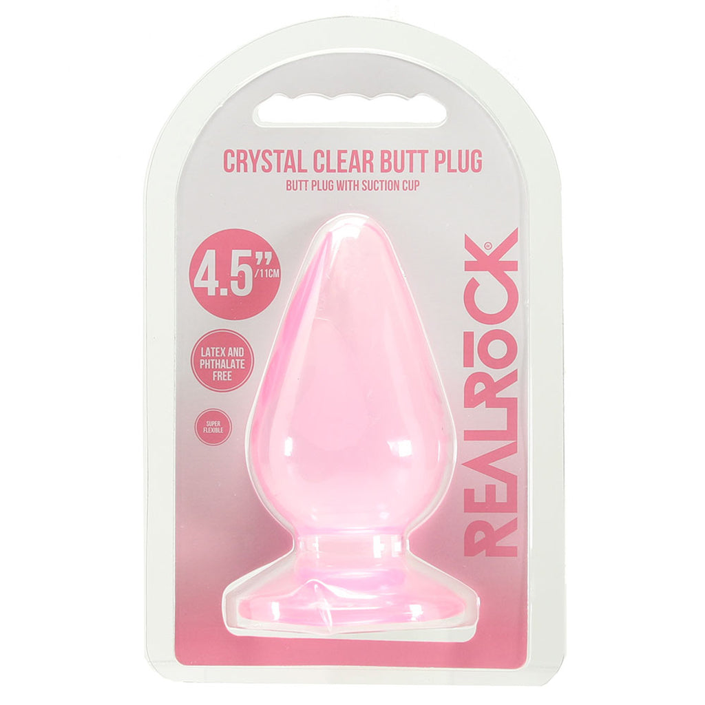 RealRock Crystal Clear Jelly 4.5 Inch Butt Plug in Pink PinkCherry RealRock Crystal Clear Jelly 4.5 Inch Butt Plug in Pink PinkCherry