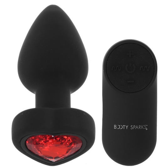 Booty Sparks Red Heart Gem Vibrating Anal Plug in Small