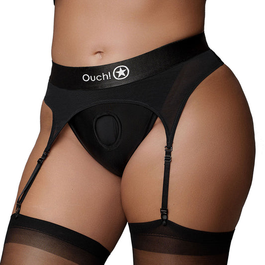 Ouch! Vibrating Strap-on Garter Thong in XL/2X