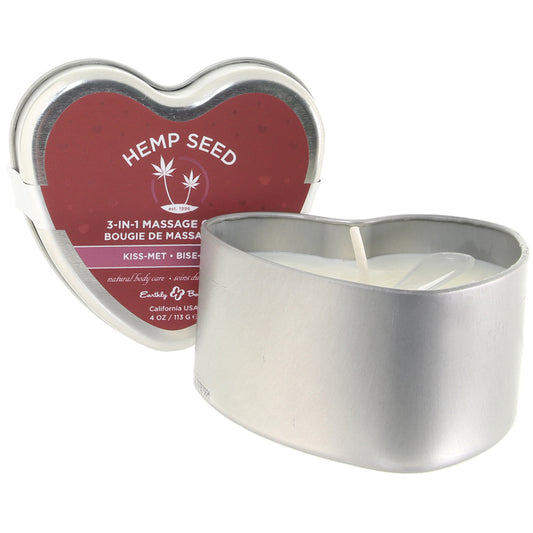 3-in-1 Love Massage Heart Candle 4oz/113g in Kiss-Met