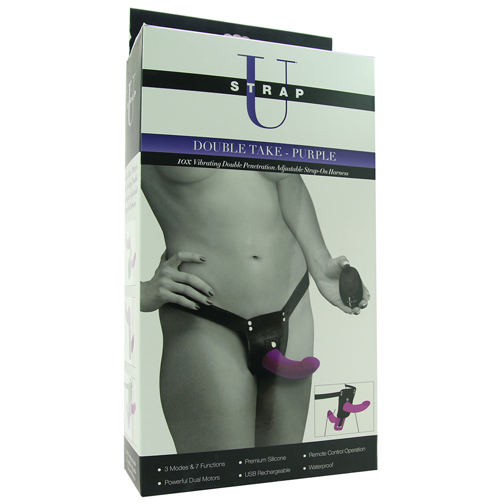 Strap U Double Take Vibrating Dildo & Harness PinkCherry Strap U Double Take Vibrating Dildo & Harness PinkCherry