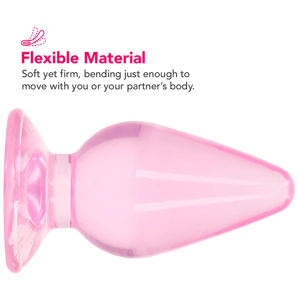RealRock Crystal Clear Jelly 4.5 Inch Butt Plug in Pink PinkCherry RealRock Crystal Clear Jelly 4.5 Inch Butt Plug in Pink PinkCherry