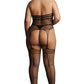 Le Désir Black Cupless Strappy Suspender Bodystocking in OS