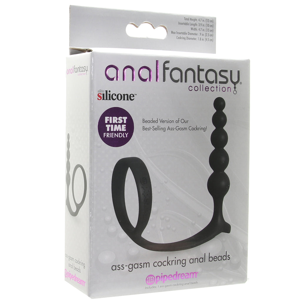 Anal Fantasy Ass-Gasm Beaded Cock Ring Plug in Black PinkCherry Anal Fantasy Ass-Gasm Beaded Cock Ring Plug in Black PinkCherry