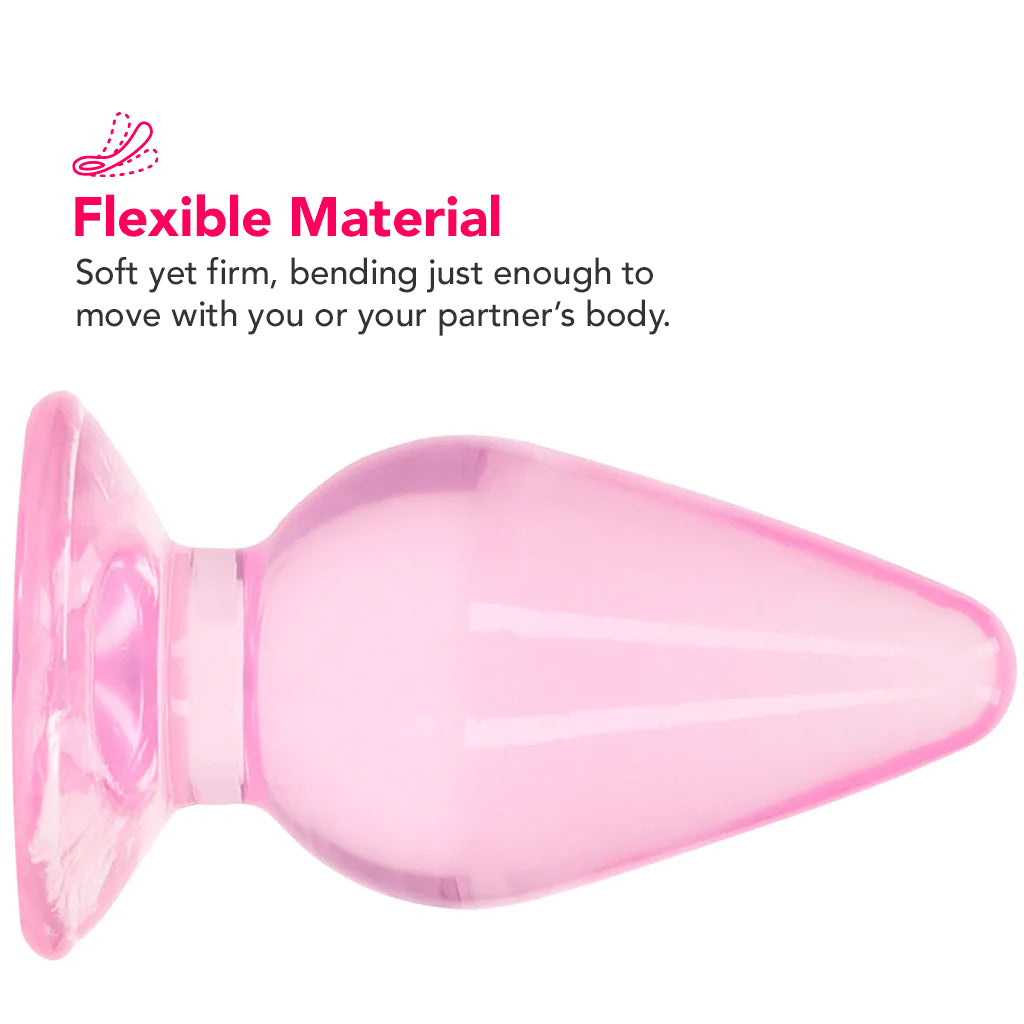 RealRock Crystal Clear Jelly 3.5 Inch Butt Plug in Pink PinkCherry RealRock Crystal Clear Jelly 3.5 Inch Butt Plug in Pink PinkCherry