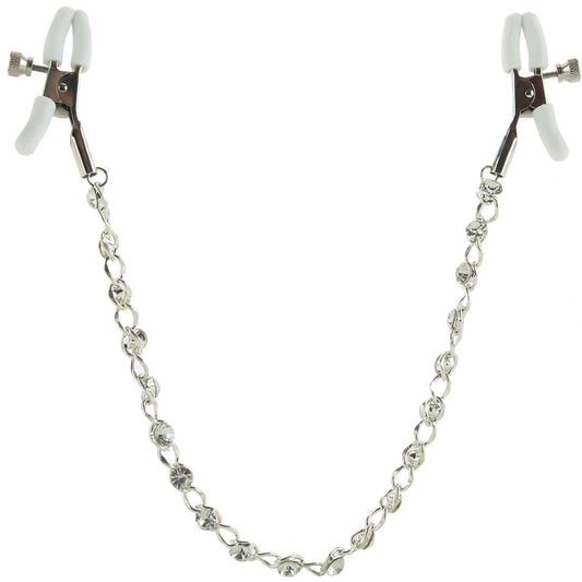nipple play Crystal Chain Nipple Clamps in White