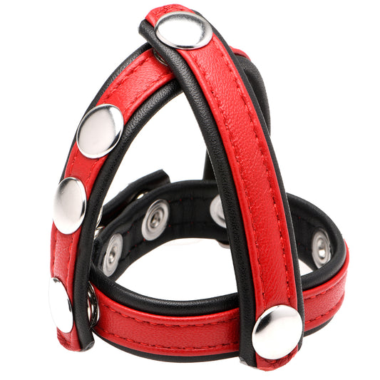 Strict Cock Gear Leather Snap-On Harness in Red