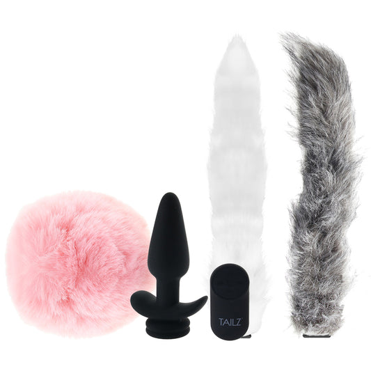 Tailz Snap-On Anal Vibe and 3 Interchangeable Tails Set