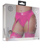 Ouch! Vibrating Pink Strap-on Garter Thong in XL/2XL