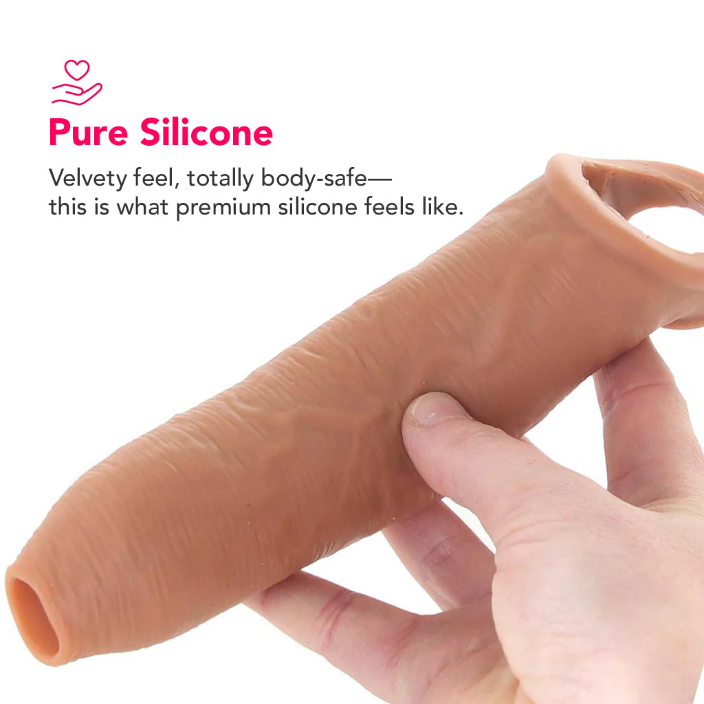 Fantasy X-tensions Elite Uncut Enhancer with Strap in Tan PinkCherry Fantasy X-tensions Elite Uncut Enhancer with Strap in Tan PinkCherry