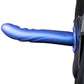 Textured Curved 8 Inch Hollow Strap-On in Metallic Blue